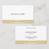 Carte De Visite Élégant Simple Gold White Company Professionnel (Devant / Derrière)