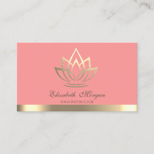 Carte De Visite Élégant Simple Lotus D'or Professeur de Yoga