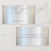 Carte De Visite Élégant simple Lotus Silver Metallic (Devant / Derrière)