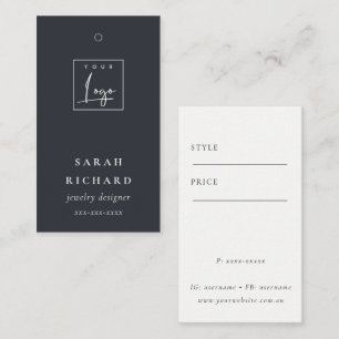 Carte De Visite Élégant Simple Minimal Noir Blanc Logo Prix Balise