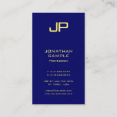 Carte De Visite Elégant simple Modèle Faux Gold Police Navy Blue (Dos)