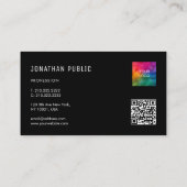 Carte De Visite Élégant simple Modèle personnalisé QR Code Logo Mo (Dos)