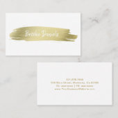 Carte De Visite Elégant Simple Moderne Abstrait Brushstroke Gold (Devant / Derrière)