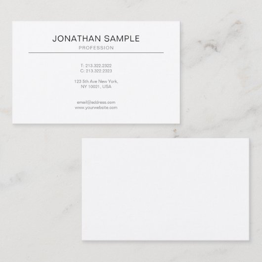 Carte De Visite Élégant Simple Moderne Conception Professionnelle (Devant / Derrière)
