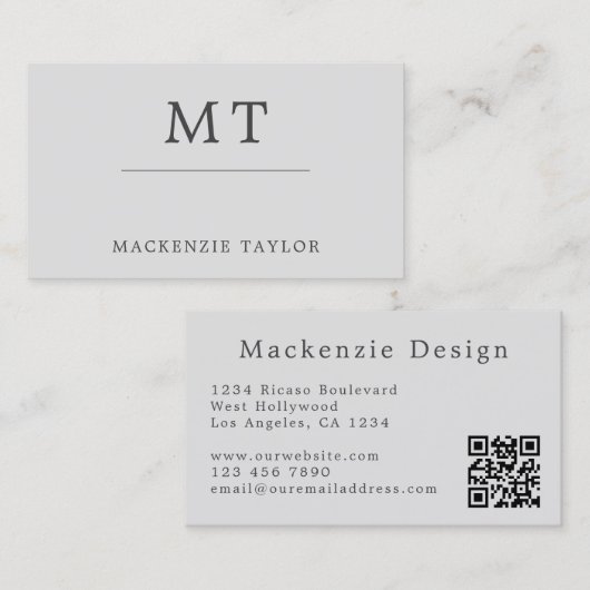 Carte De Visite Élégant Simple Moderne Professionnel avec Code QR (Devant / Derrière)