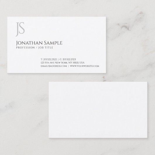 Carte De Visite Élégant simple Monogramme Modèle professionnel (Devant / Derrière)