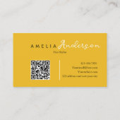 Carte De Visite Élégant Simple Mustard Yellow Script code QR (Dos)
