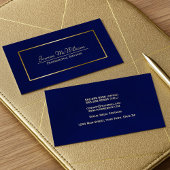 Carte De Visite Élégant Simple Navy Blue & Gold Professionnel
