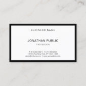 Carte De Visite Élégant Simple Noir & Blanc Modèle moderne (Dos)