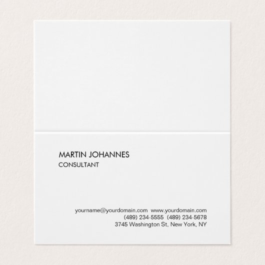 Carte De Visite Élégant Simple Noir Blanc Noir Personnalisé (Extérieur déplié)