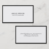 Carte De Visite Élégant simple Noir Blanc Professionnel (Devant / Derrière)