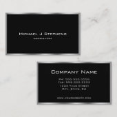 Carte De Visite Élégant Simple Noir et Chrome (Devant / Derrière)