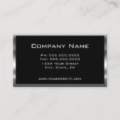 Carte De Visite Élégant Simple Noir et Chrome Monogramme (Dos)