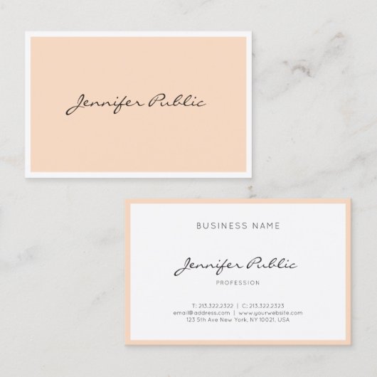 Carte De Visite Élégant Simple Plain Professionnel Moderne tendanc (Devant / Derrière)