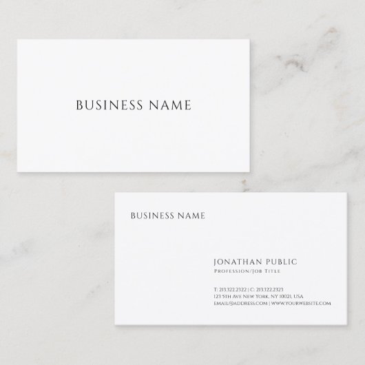 Carte De Visite Élégant Simple Professionnel Moderne Minimal Plain (Devant / Derrière)