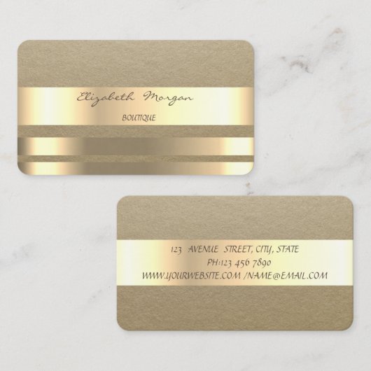 Carte De Visite Élégant Simple, Rustique, Kraft rayé (Devant / Derrière)