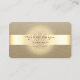 Carte De Visite Élégant  Simple,Rustique,Rayure Kraft,Lotus Doré