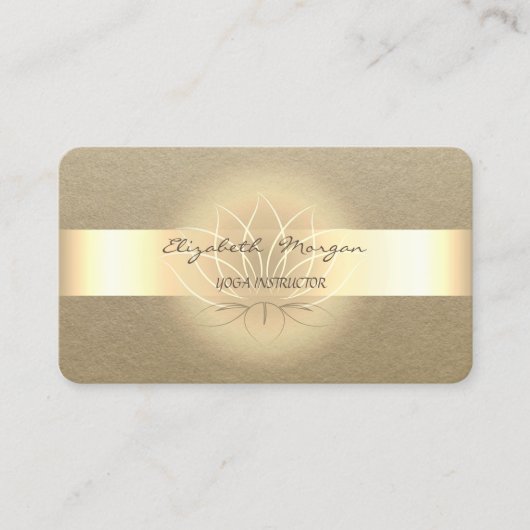 Carte De Visite Élégant  Simple,Rustique,Rayure Kraft,Lotus Doré (Devant)
