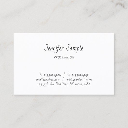 Carte De Visite Élégant Simple Script Modèle À Main Professionnel (Devant)