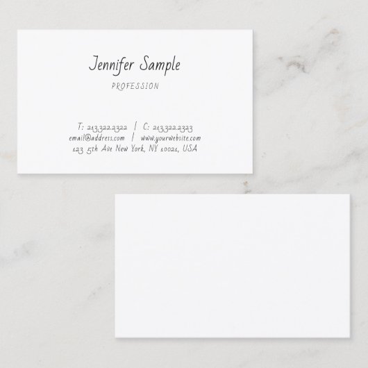 Carte De Visite Élégant Simple Script Modèle À Main Professionnel (Devant / Derrière)