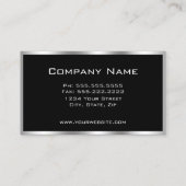 Carte De Visite Elégant Simple Silver Bordure Noir et Chrome (Dos)