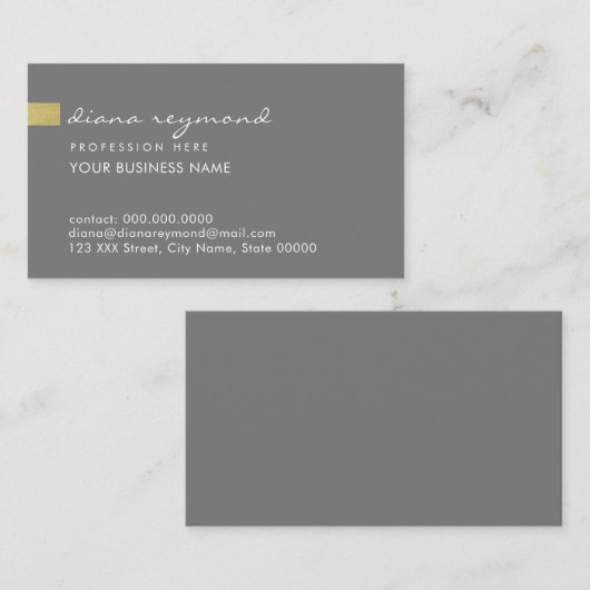Carte De Visite Élégant simple simple base gris professionnel (Devant / Derrière)