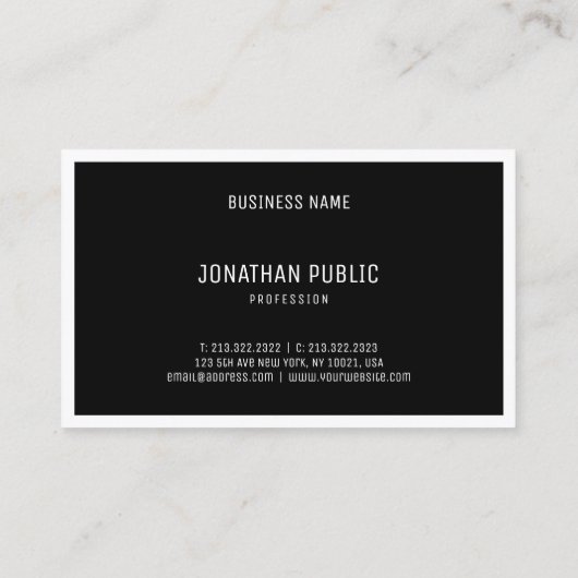 Carte De Visite Élégant simple simple moderne blanc noir créatif (Dos)