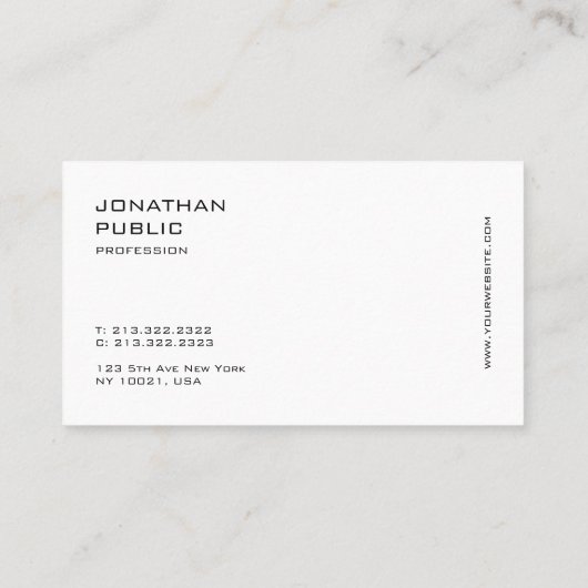 Carte De Visite Élégant Simple Simple Simple Plain Moderne Minimal (Dos)