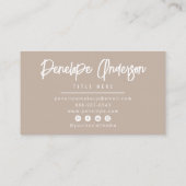 Carte De Visite Élégant Simple Taupe Neutre Boho Chic Moderne (Dos)