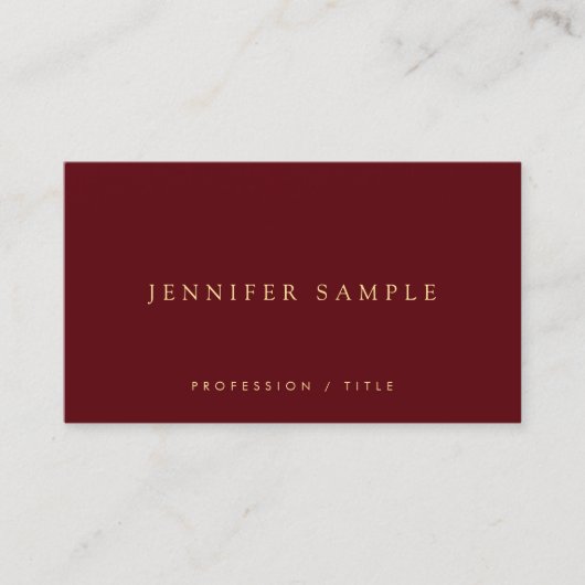 Carte De Visite Elegant Simple Template Luxury Deep Burgundy Red (Devant)