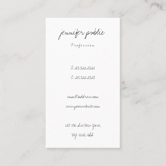 Carte De Visite Élégant Simple Texte manuscrit Script Moderne Chic (Devant)