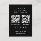Carte De Visite Elegant Singer Musician Photography 2 QR Codes (Dos)