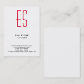 Carte De Visite Élégant sobre noir blanc rouge monogramme (Devant / Derrière)