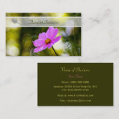 Carte De Visite Elégant Soirée Cosmos Rose Fleur sauvage Avec Nom (Devant / Derrière)