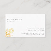 Carte De Visite Élégant Sophisticé Floral Or Botanique (Dos)