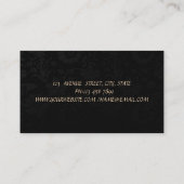 Carte De Visite Elégant Sophisticé, Noir Damas, Or Swirl (Dos)