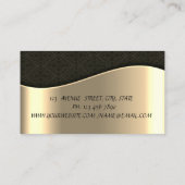Carte De Visite Elégant Sophistiqué Faux Gold, Black Damask (Dos)