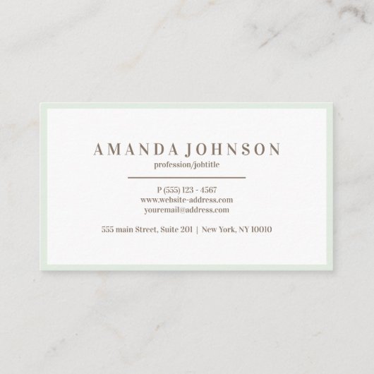 Carte De Visite Elégant Spa Fille Day et Salon vert clair (Dos)