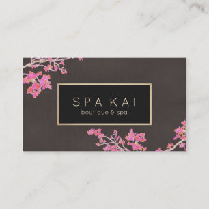 Carte De Visite Élégant Spa Floral Massage Therapist Boutique Spa