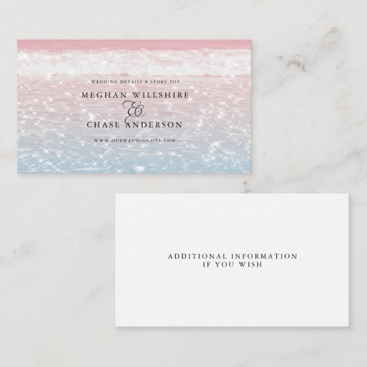 Carte De Visite Elégant Sparkling Ocean Beach Mariage (Devant / Derrière)