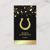 Carte De Visite Elégant Stars Confetti Faux Gold Foil Horseshoe (Devant)