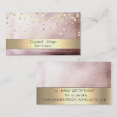 Carte De Visite Elégant Stripe Confetti Rose Gold (Devant / Derrière)