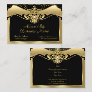 Carte De Visite Élégant Style Mode Beige Or Gems Noir