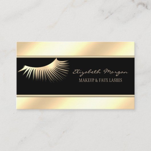 Carte De Visite Elégant Style Moderne, Gold Faux Lashes (Devant)