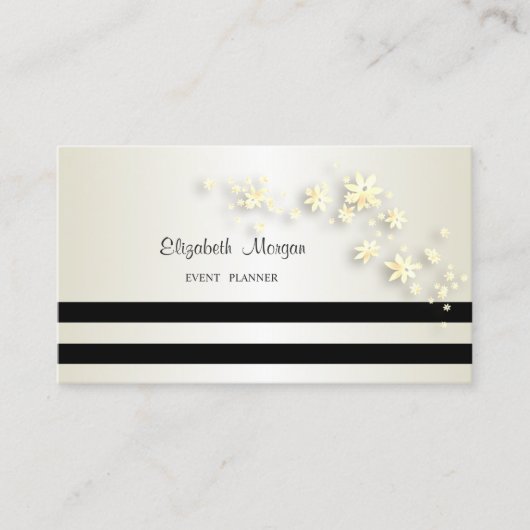 Carte De Visite Élégant Style Moderne, Rayé, Fleurs (Devant)
