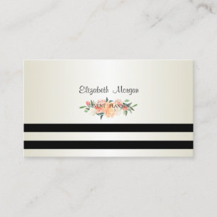 Carte De Visite Élégant Style Moderne, Rayé, Fleurs