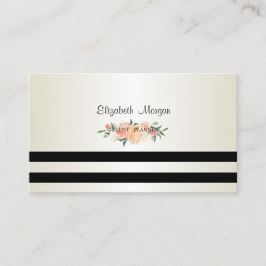 Carte De Visite Élégant Style Moderne, Rayé, Fleurs (Devant)