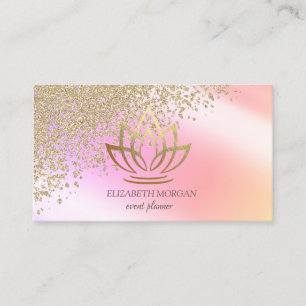 Carte De Visite Élégant Style Or Diamants Lotus Ombre