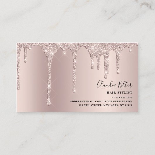 Carte De Visite Elégant style parties scintillant champagne goutte (Dos)