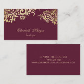 Carte De Visite Élégant Style Professionnel  Fleur Dorée (Devant / Derrière)